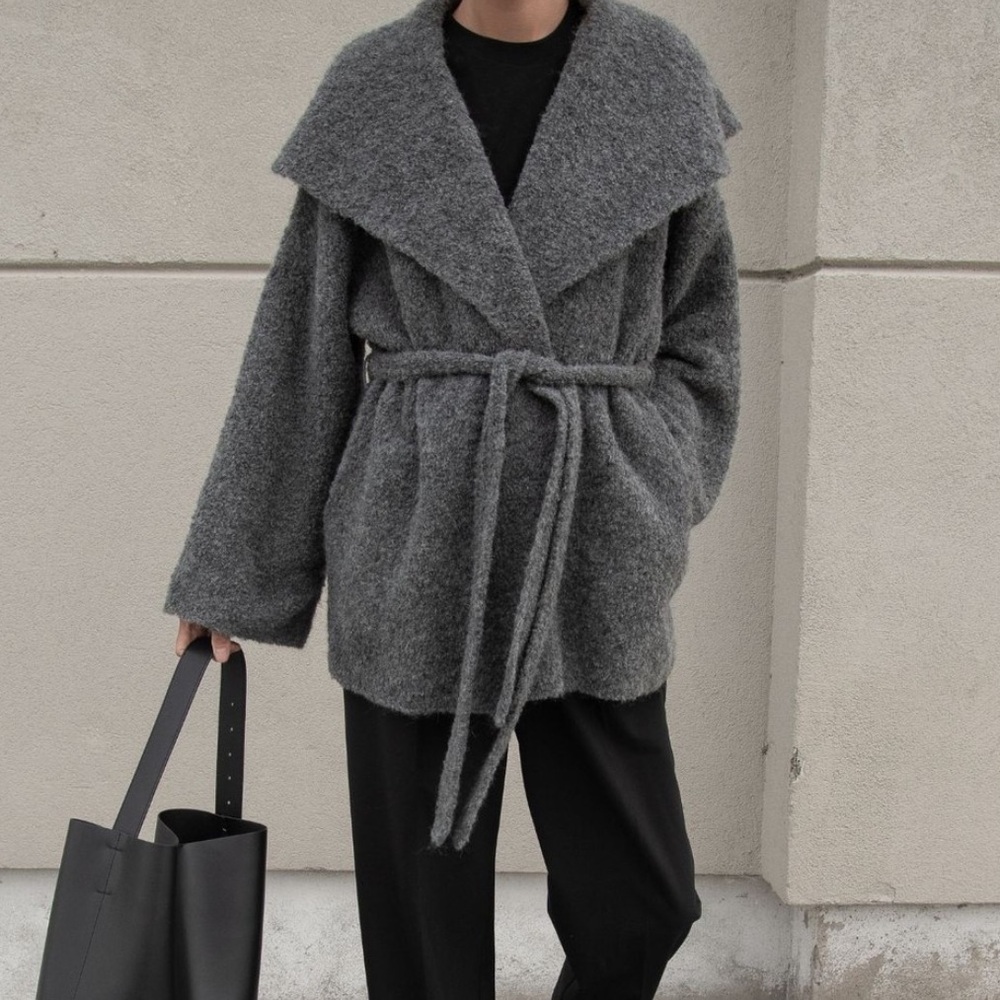 NWT Laude the Label Canyon Wrap Sweater Coat - Charcoal Grey XS/S